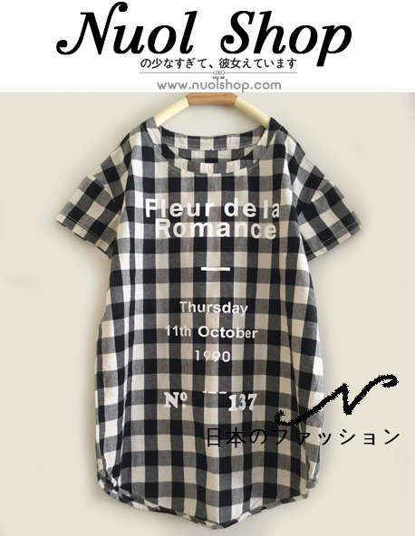เสื้อผ้าฝ้ายลายสก็อตสกรีนลาย รอบอกฟรี