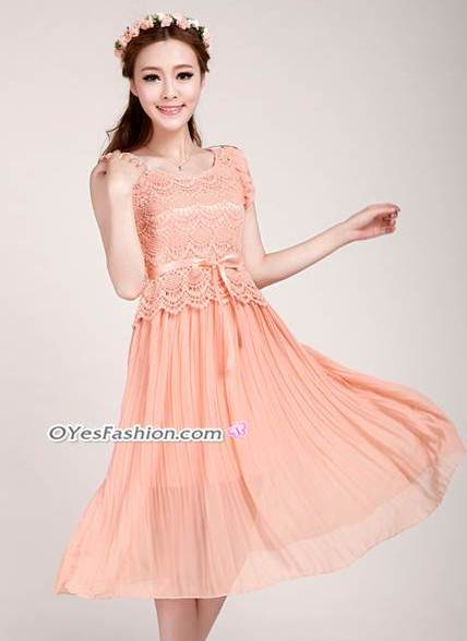 [พร้อมส่ง] ชุดเดรสออกงาน ชุดเดรสผ้าลูกไม้ อก 32-34"