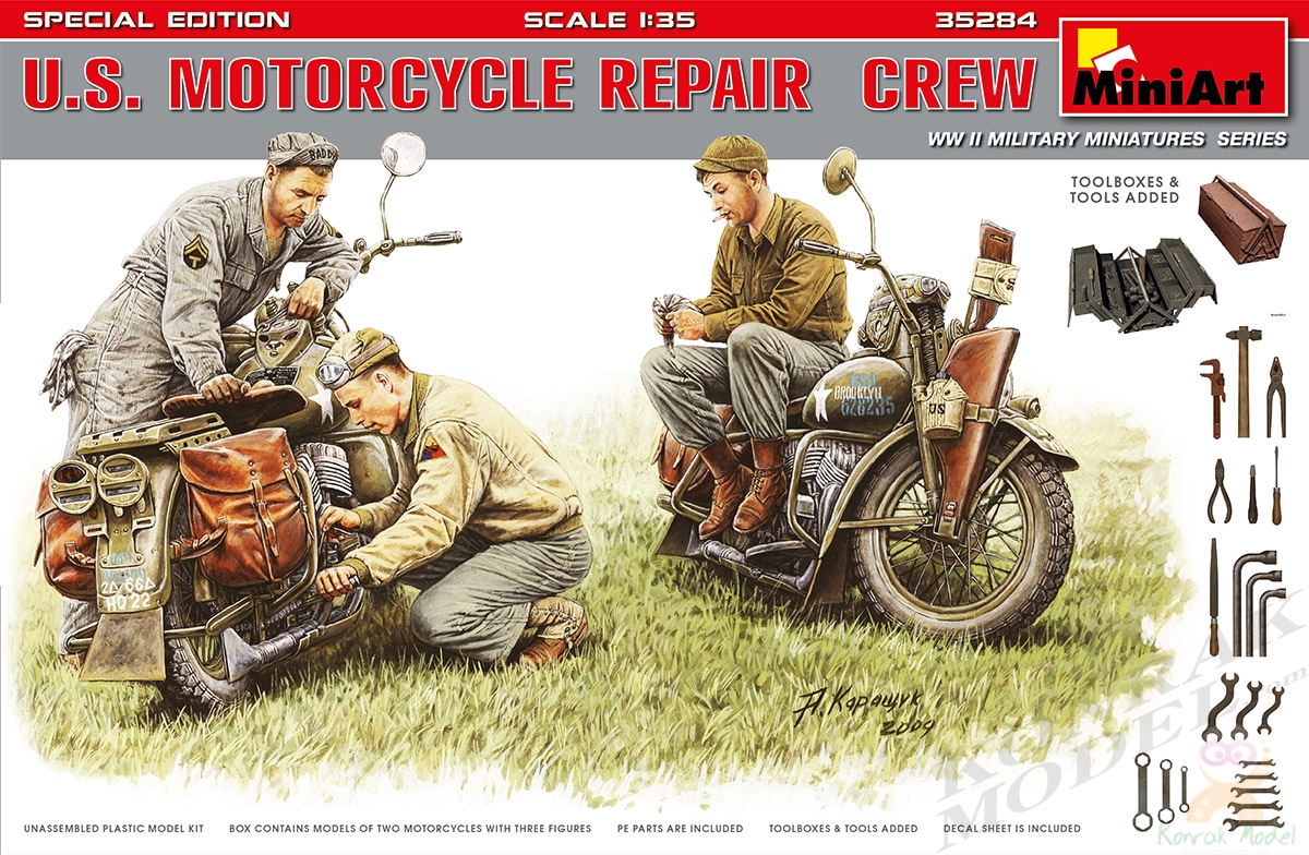 MI35284 U.S. MOTORCYCLE REPAIR CREW. SPECIAL EDITION 1/35
