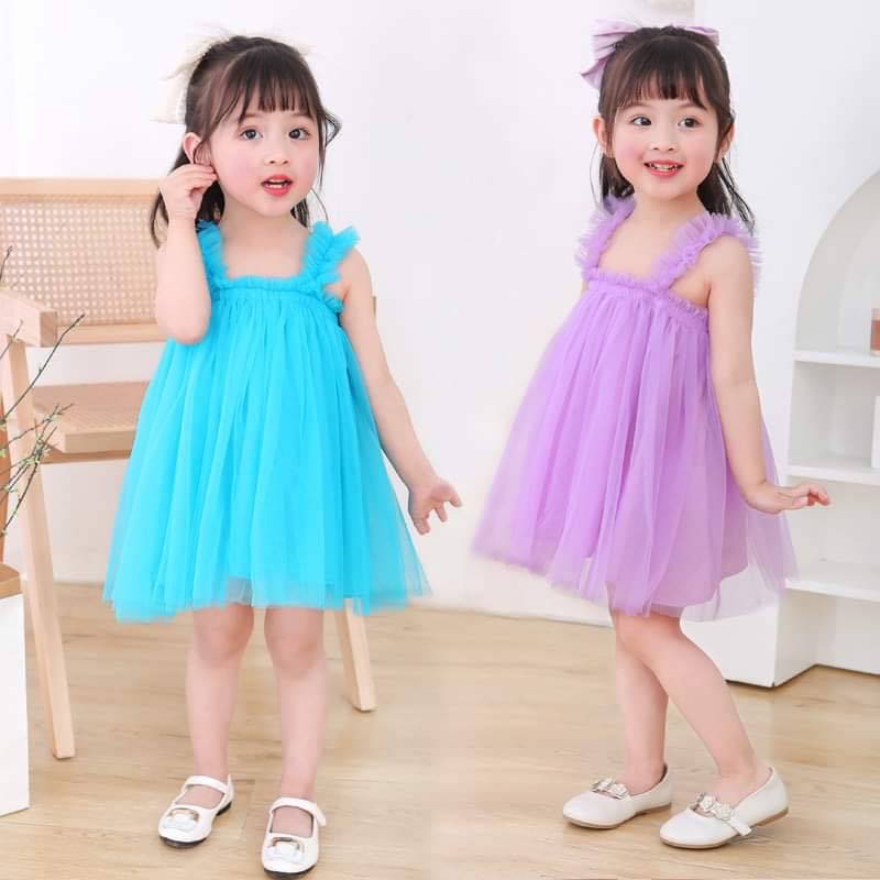 ชุดกระโปรงฟรุ้งฟริ้ง(สายเดี่ยวสีฟ้า)