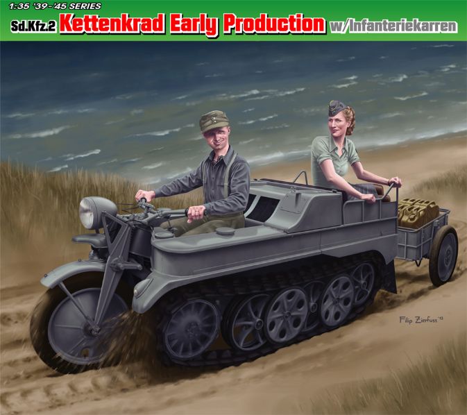 DRA6341 Sd.Kfz.2 Kettenkrad Early Production w/Infanteriekarren 1/35