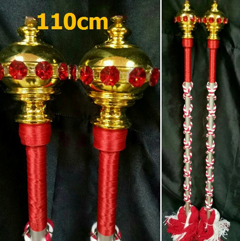 ไม้ดรัมเมเยอร์หัวทองติดพลอย(สีแดง)สูง110cm สำหรับเด็กอนุบาล