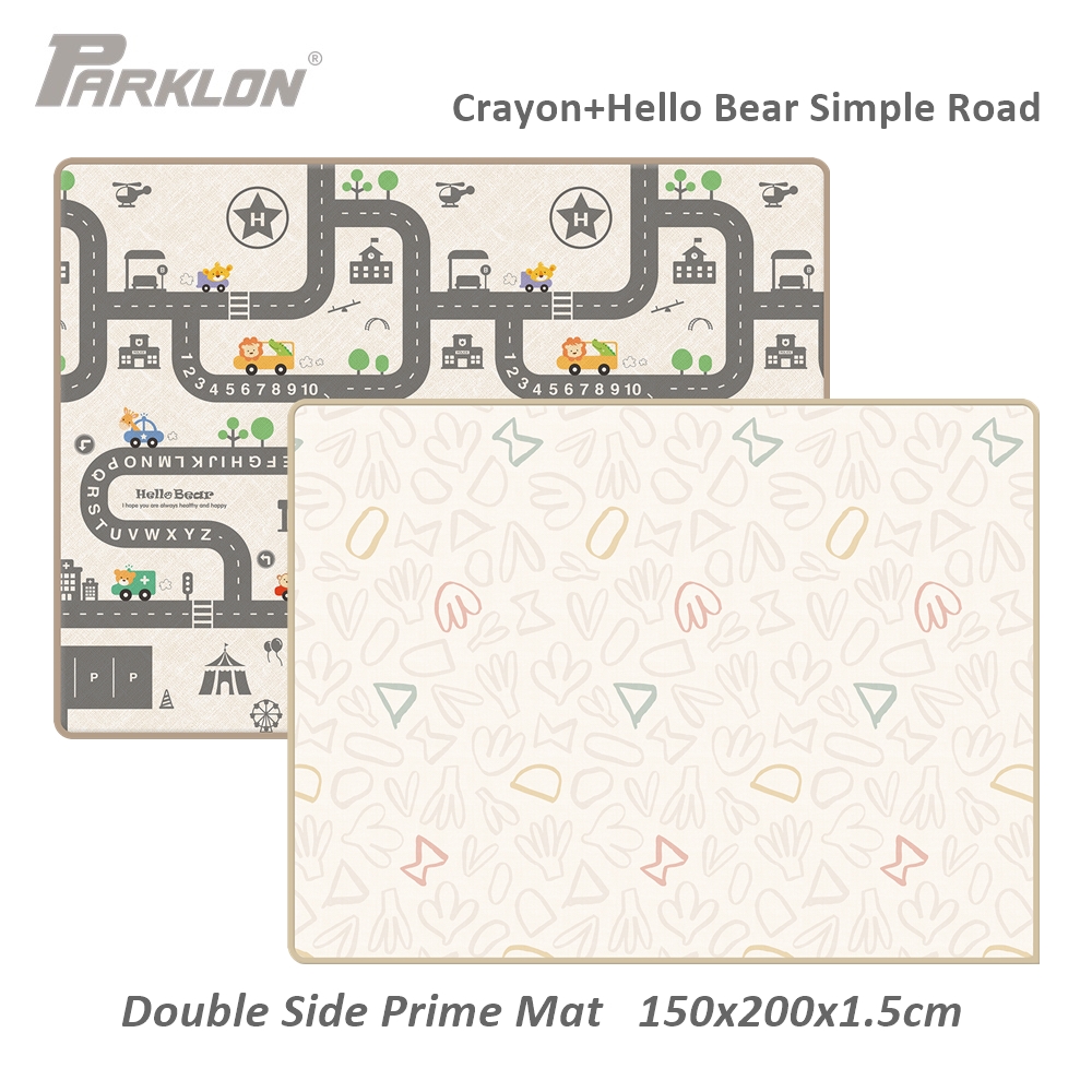 Parklon แผ่นรองคลานรุ่น PE Double Sided Prime Mat ขนาด 150x200cm หนา 1.5cm ลาย Crayon+Hello Bear Simple Road