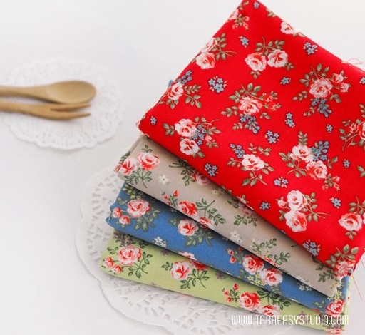 ผ้าคอตต้อนเกาหลีจัดเซต baby rose four kinds ขนาด 27.5x45cm จำนวน 4 ชิ้น