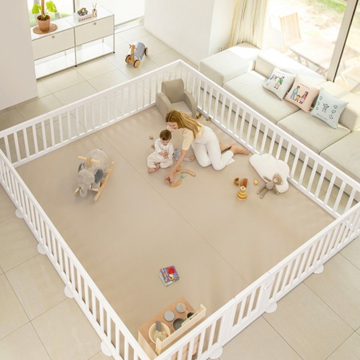 PARKLON New Baby Room คอกกั้นเด็กเกรดพรีเมี่ยม รุ่นใหม่ล่าสุด นำเข้าจากเกาหลี สี Cream White