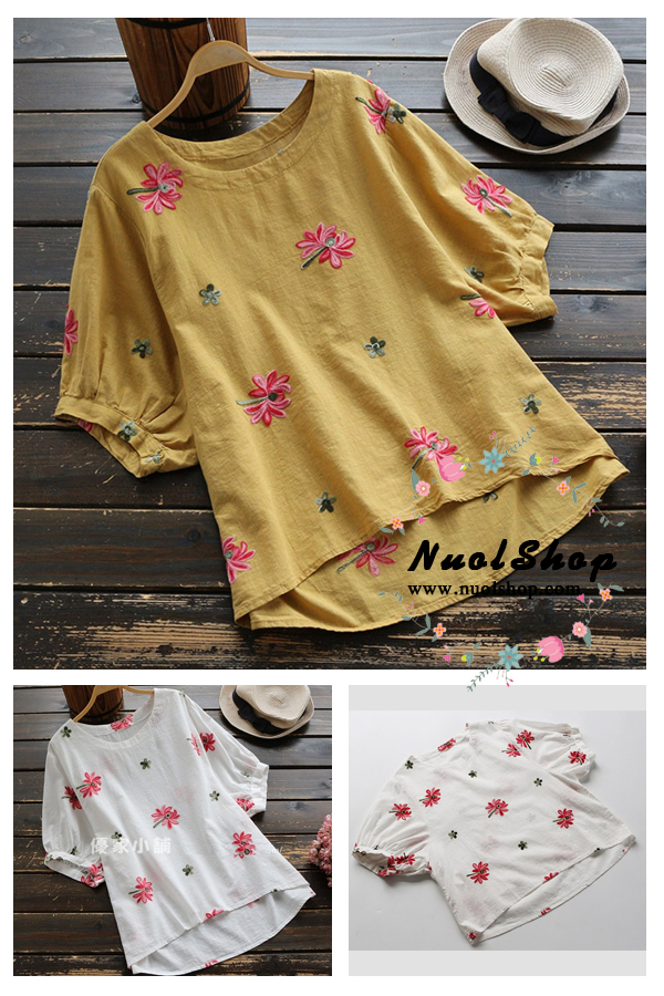 เสื้อผ้าฝ้ายนุ่มปักลาย รอบอก 43 นิ้ว