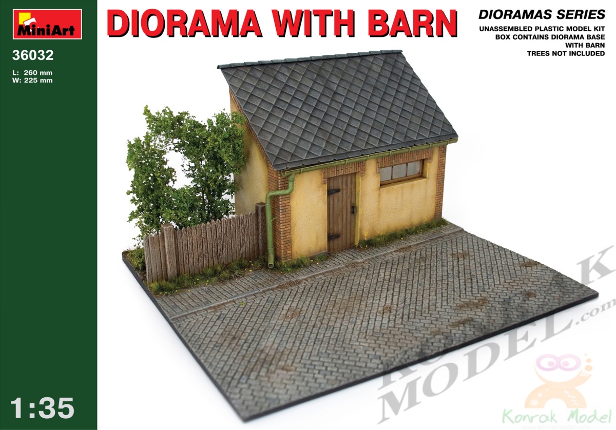 MI36032 DIORAMA WITH BARN 1/35