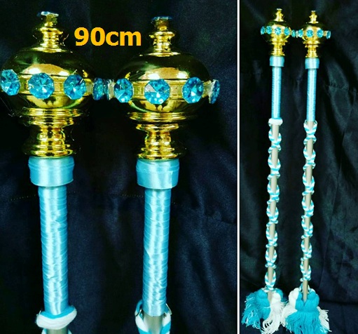 ไม้ดรัมเมเยอร์หัวทองติดพลอย(สีฟ้า)สูง90cm สำหรับเด็กอนุบาล