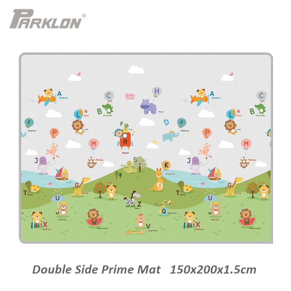 Parklon แผ่นรองคลานรุ่น PE Double Sided Prime Mat ขนาด 150x200cm หนา 1.5cm ลาย Balloon Alphabet+Grow Elephant