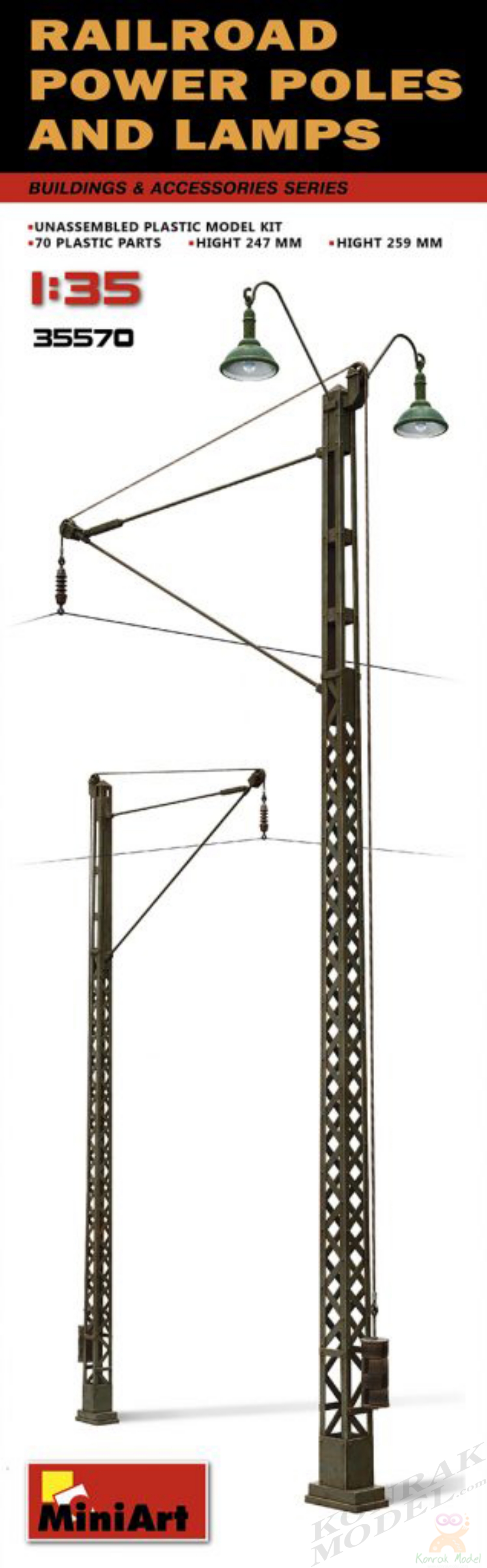 MI35570 RAILROAD POWER POLES & LAMPS 1/35