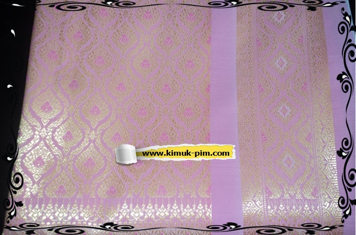 ผ้าไทยสีชมพูหวานประกายทองมีหน้านางPCG2557/034