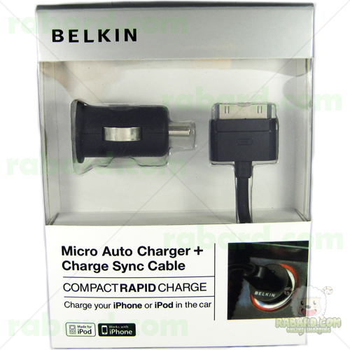 ชุดหัวชาร์จในรถ + สายชาร์จ belkin 1.0 แอมป์ (สีดำ)