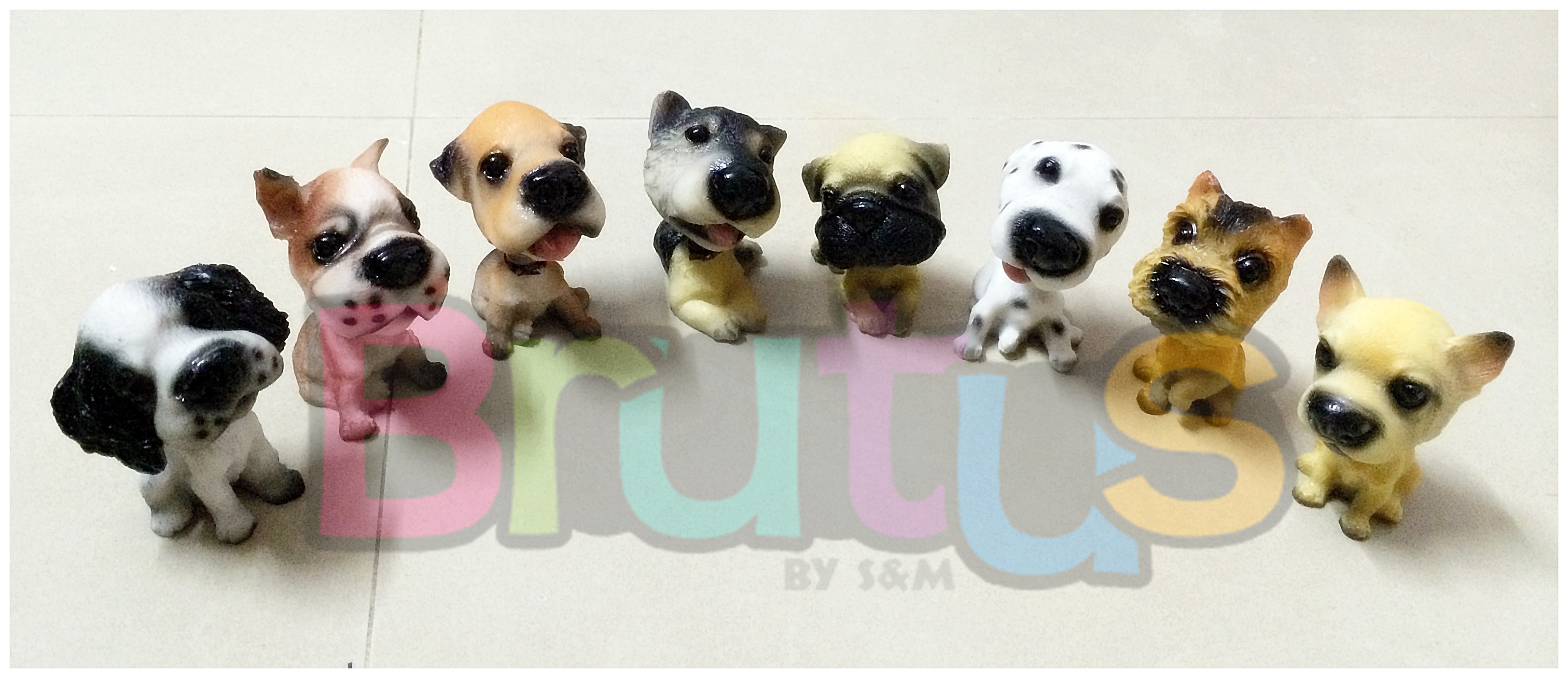 ตุ๊กตาสุนัข เรซิ่น ดุ๊กดิ๊กชุด8ตัว