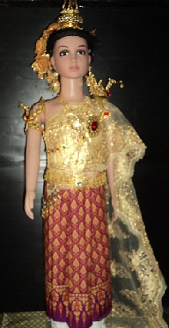 ชุดไทยเด็กอนุบาลผ้าไทยลายอโยธยา(สีม่วงทอง)ราคานี้ไม่รวมเครื่องประดับ