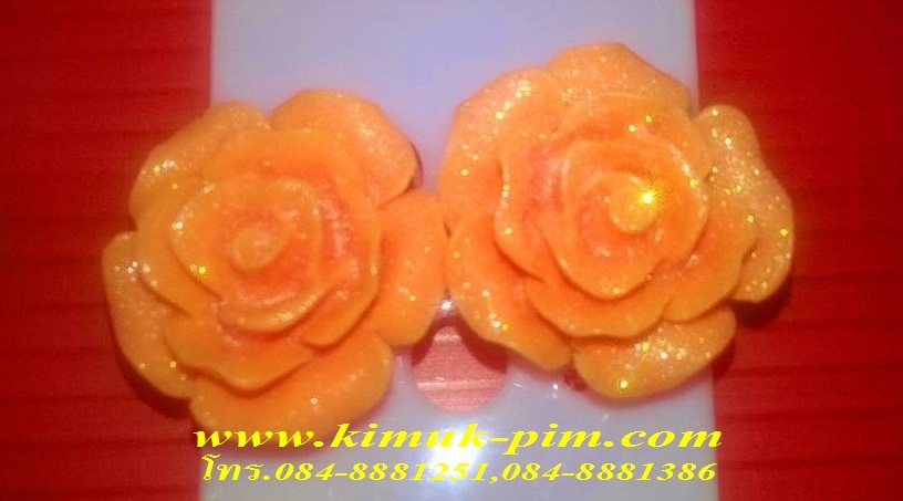 ต่างหูหนีบเด็ก(ดอกไม้สีส้ม)