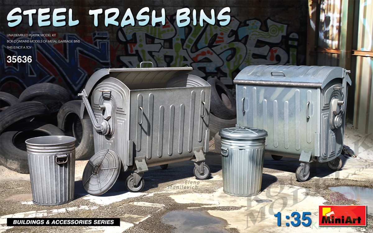 MI35636 STEEL TRASH BINS 1/35