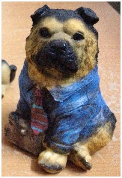 ตุ๊กตาสุนัข เรซิ่น อัลเซเชี่ยน(Alsataian) Size S(หน้าการ์ตูน หน้าดุ)