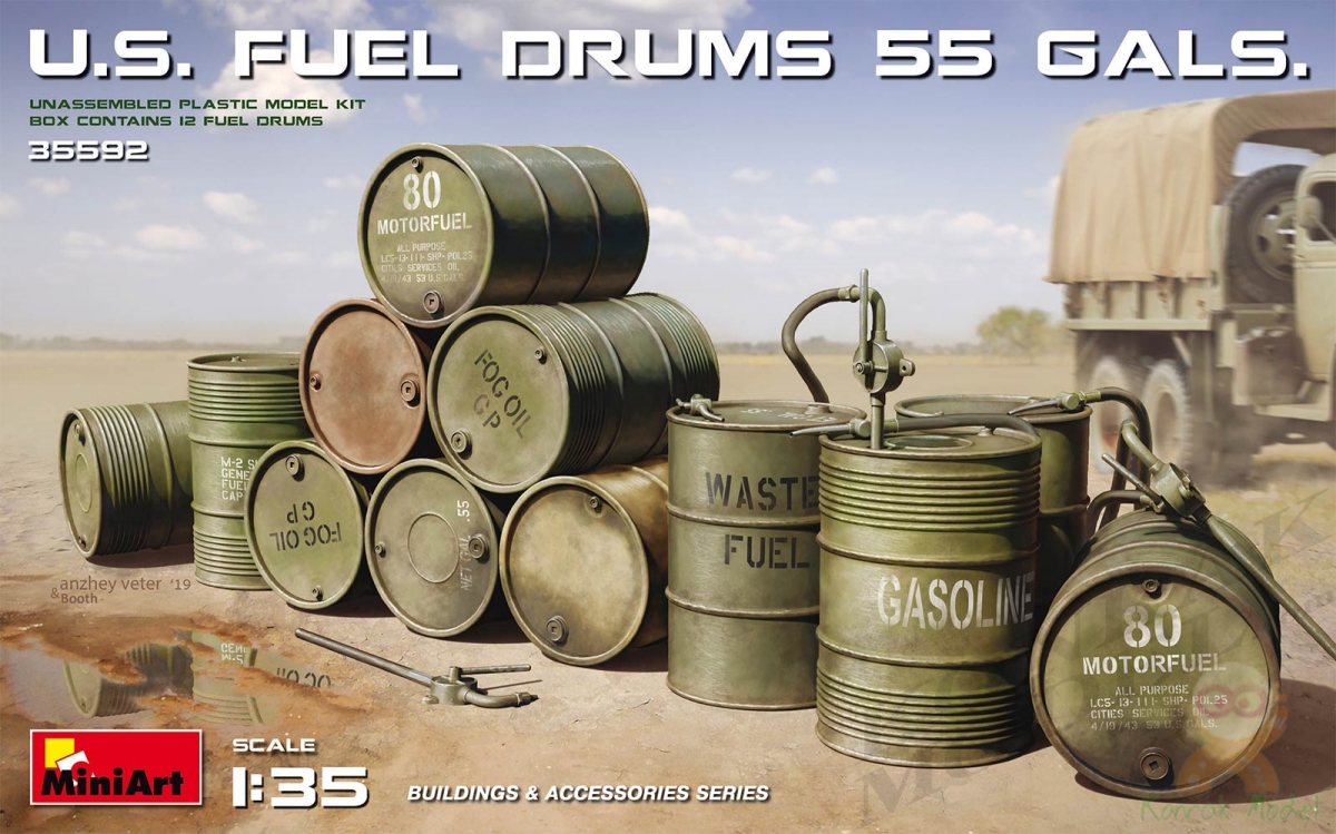 MI35592 U.S. FUEL DRUMS 55 GALS. 1/35
