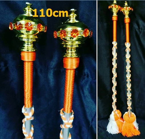 ไม้ดรัมเมเยอร์หัวทองติดพลอย(สีส้ม)สูง110cm สำหรับเด็กอนุบาล