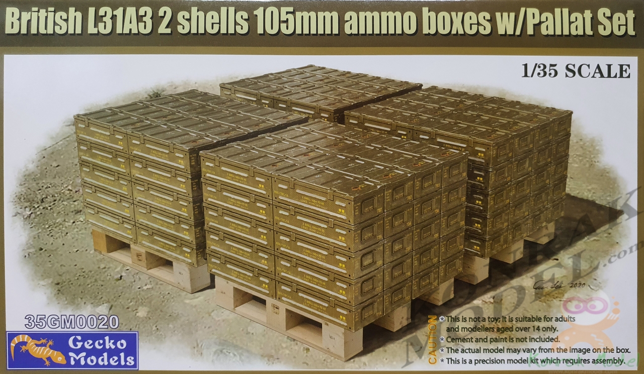 35GM0020 BRITISH L31A3 2 SHELLS 105MM AMMO BOXES W/PALLET SET [1/35]