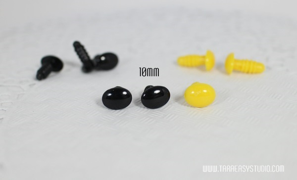 ลูกตาคิตตี้สีดำ ขนาด 8,10mm พร้อมจมูกสีเหลือง (พร้อมส่ง)