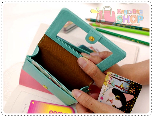 lovely mirror card case กระเป๋าใส่บัตร พร้อมกระจก