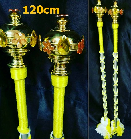 ไม้ดรัมเมเยอร์หัวทองติดพลอย(สีเหลือง)สูง120cm สำหรับเด็กอนุบาล