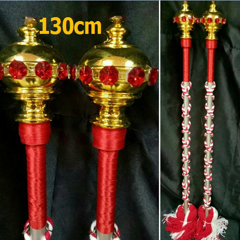 ไม้ดรัมเมเยอร์หัวทองติดพลอย(สีแดง)สูง130cm สำหรับเด็กอนุบาล