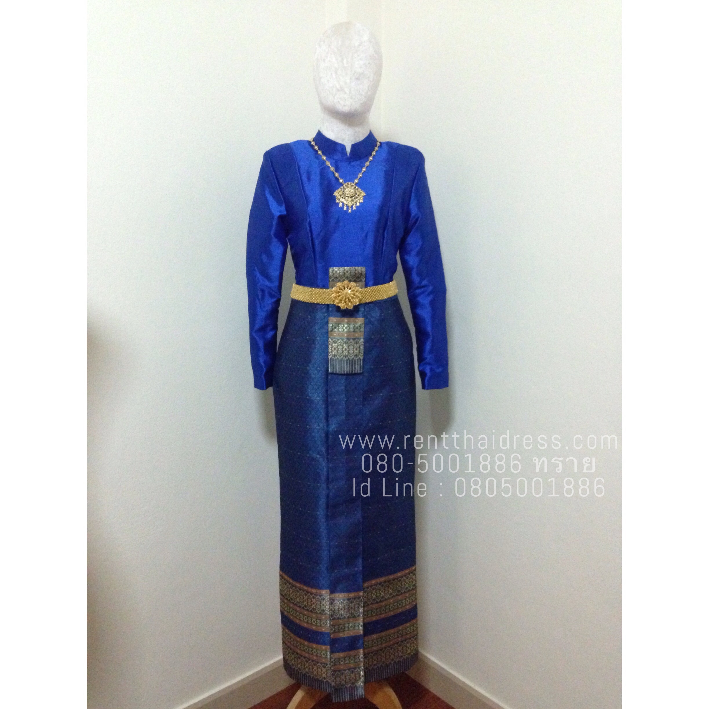 เช่าชุดไทยบรมพิมาน สีน้ำเงิน