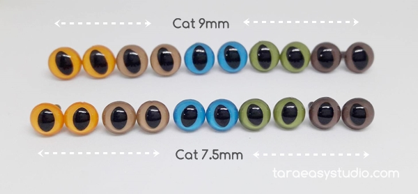ลูกตาแมวก้านเสียบสีบริสุทธิ์และกลมมี 2 ขนาด 7.5mm , 9mm /คู่