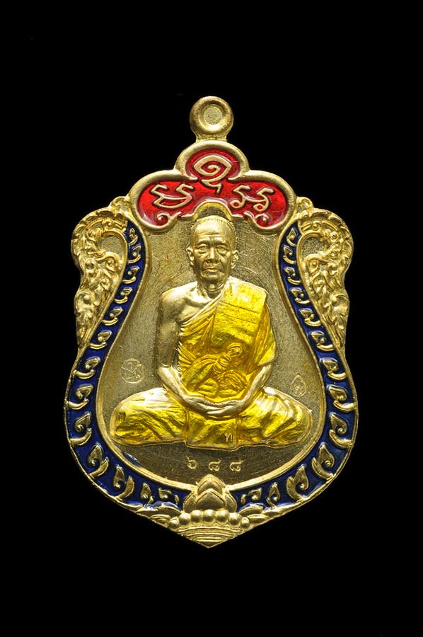 เหรียญเลื่อนสมณศักดิ์ เสมาเต็มองค์ หลวงพ่อทอง สุทธสีโล วัดพระพุทธบาทเขายายหอม เนื้อทองทิพย์ลงยา จารมือ หน้า หลัง สร้างแค่ 999 เหรียญ