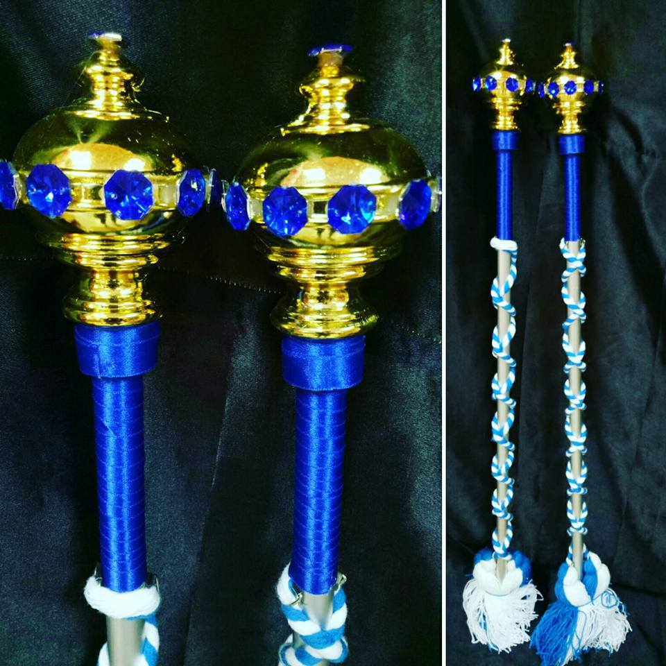 ไม้ดรัมเมเยอร์หัวทองติดพลอย(สีน้ำเงิน)สูง140cm สำหรับเด็กอนุบาล