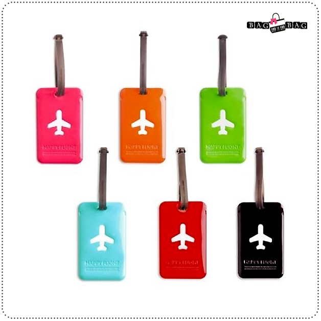 HAPPY FLIGHT Square Luggage Tag ป้ายห้อยกระเป๋าเดินทาง