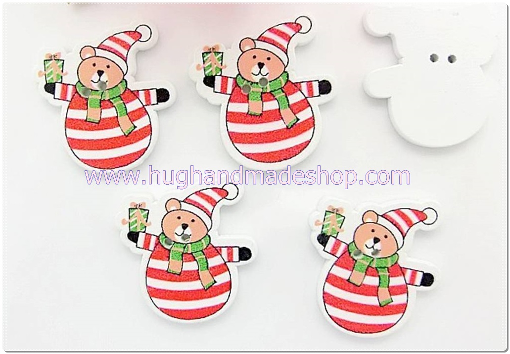 กระดุมไม้รูป christmas bear