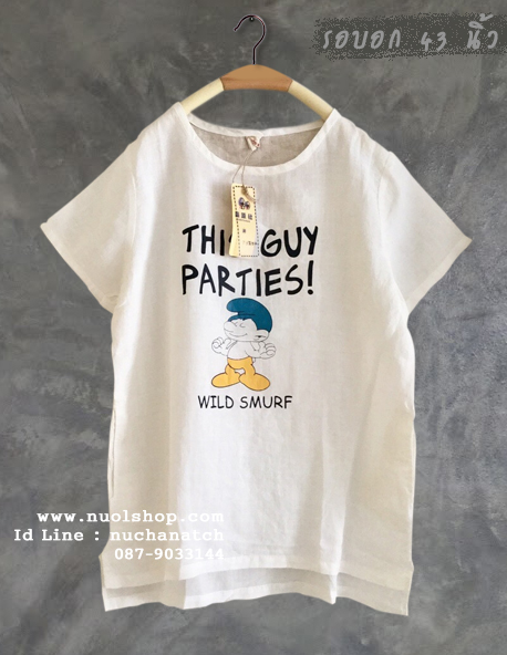 เสื้อผ้าลินินสกรีนลาย T.Y.S รอบอก 43 นิ้ว
