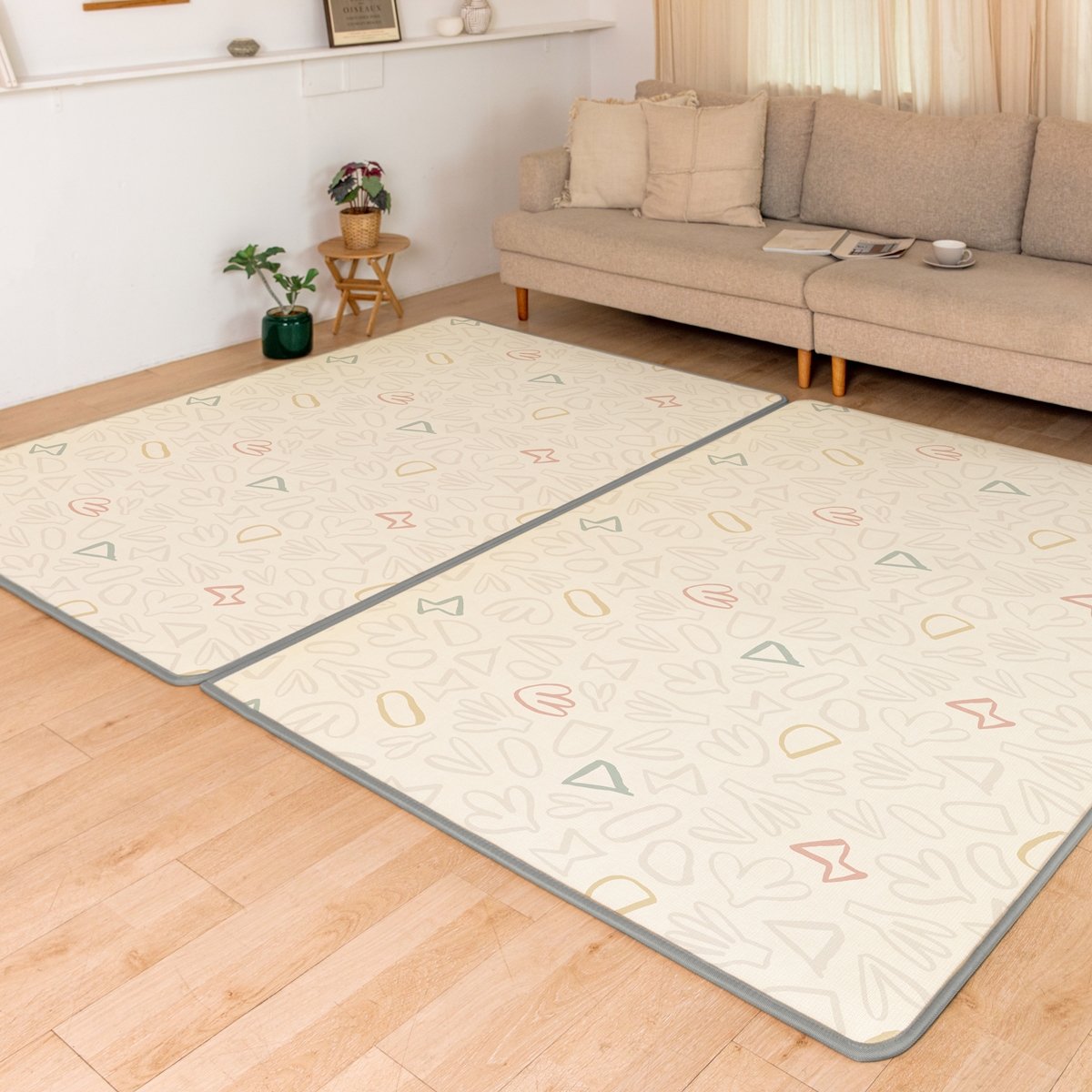 Parklon แผ่นรองคลานรุ่น PE Double Sided Prime Mat ขนาด 150x200cm หนา 1.5cm ลาย Bunny Daisy+Crayon