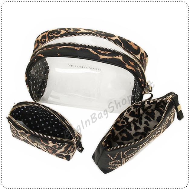 ❤️ Victoria's Secret Leopard Cosmetic Trio Bag
