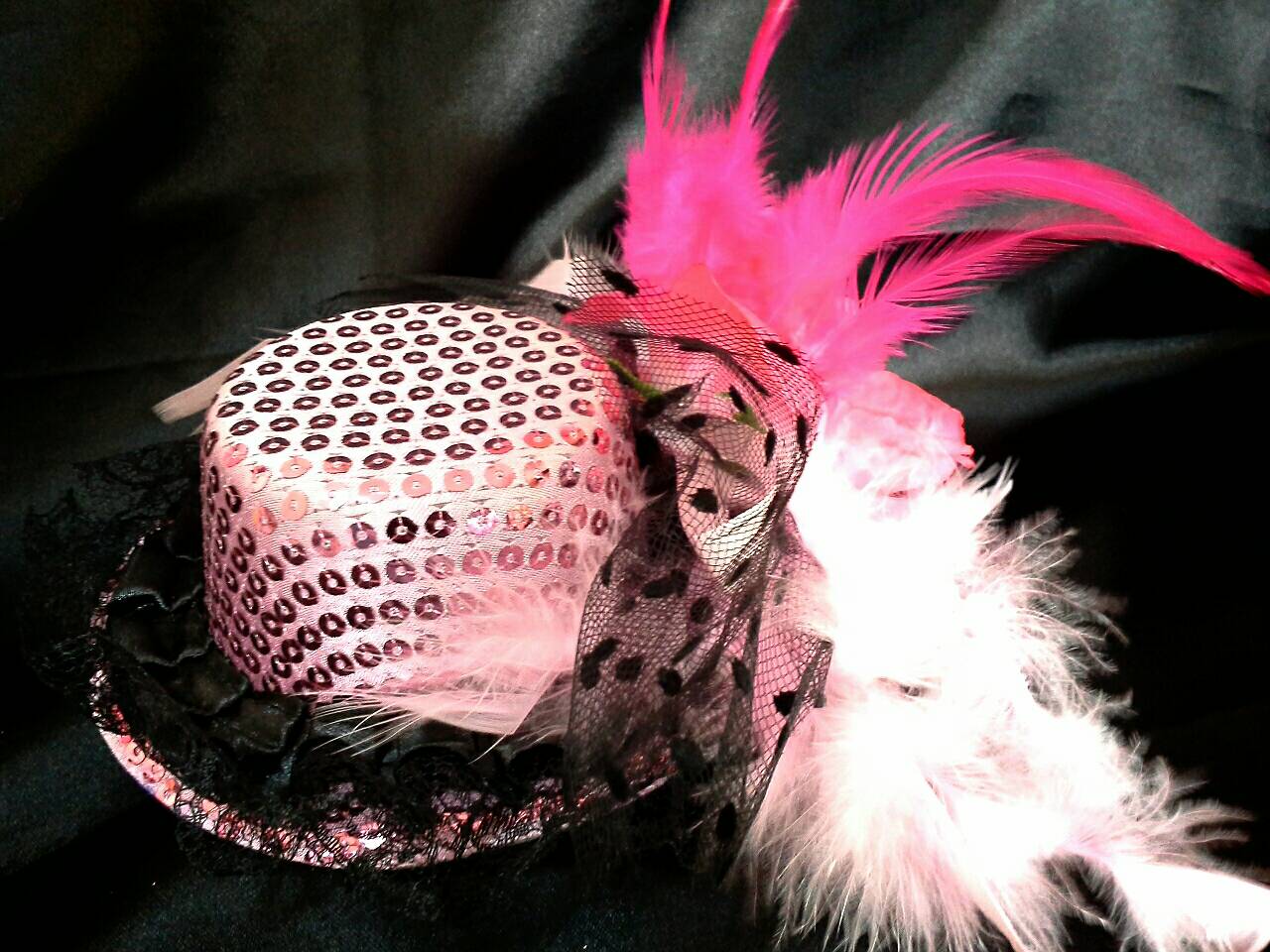 หมวกดรัมเมเยอร์ขนนกสีชมพู*พร้อมส่ง*