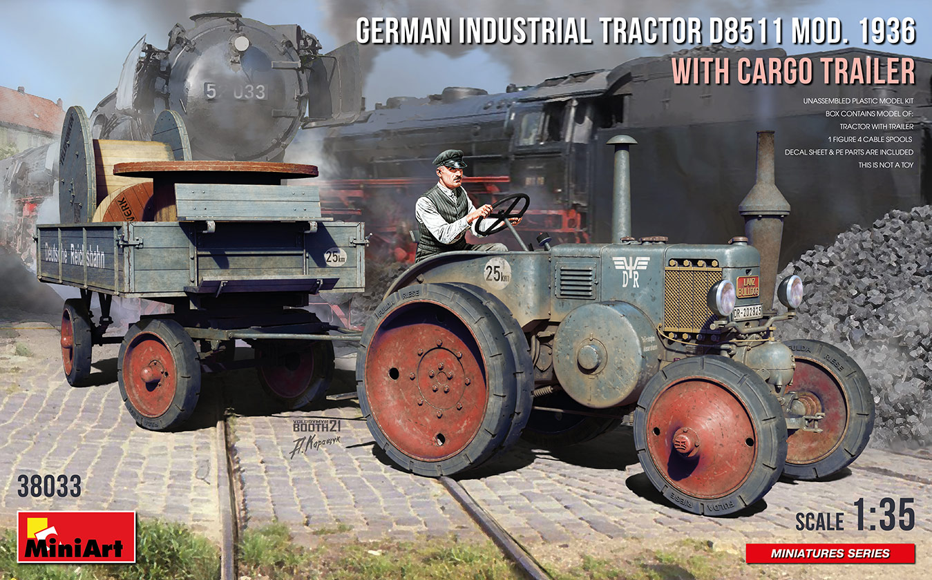 MI38033 GERMAN INDUSTRIAL TRACTOR D8511 MOD. 1936 WITH CARGO TRAILER 1/35