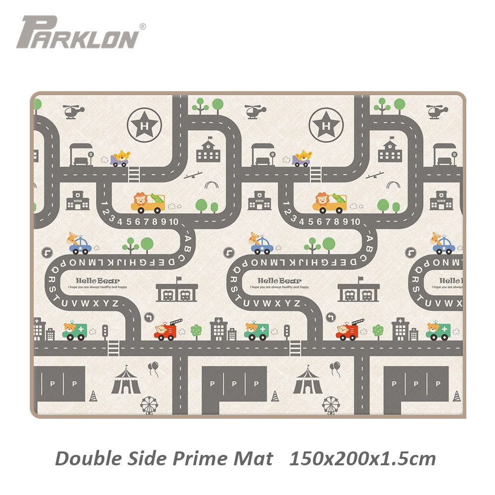 Parklon แผ่นรองคลานรุ่น PE Double Sided Prime Mat ขนาด 150x200cm หนา 1.5cm ลาย Crayon+Hello Bear Simple Road