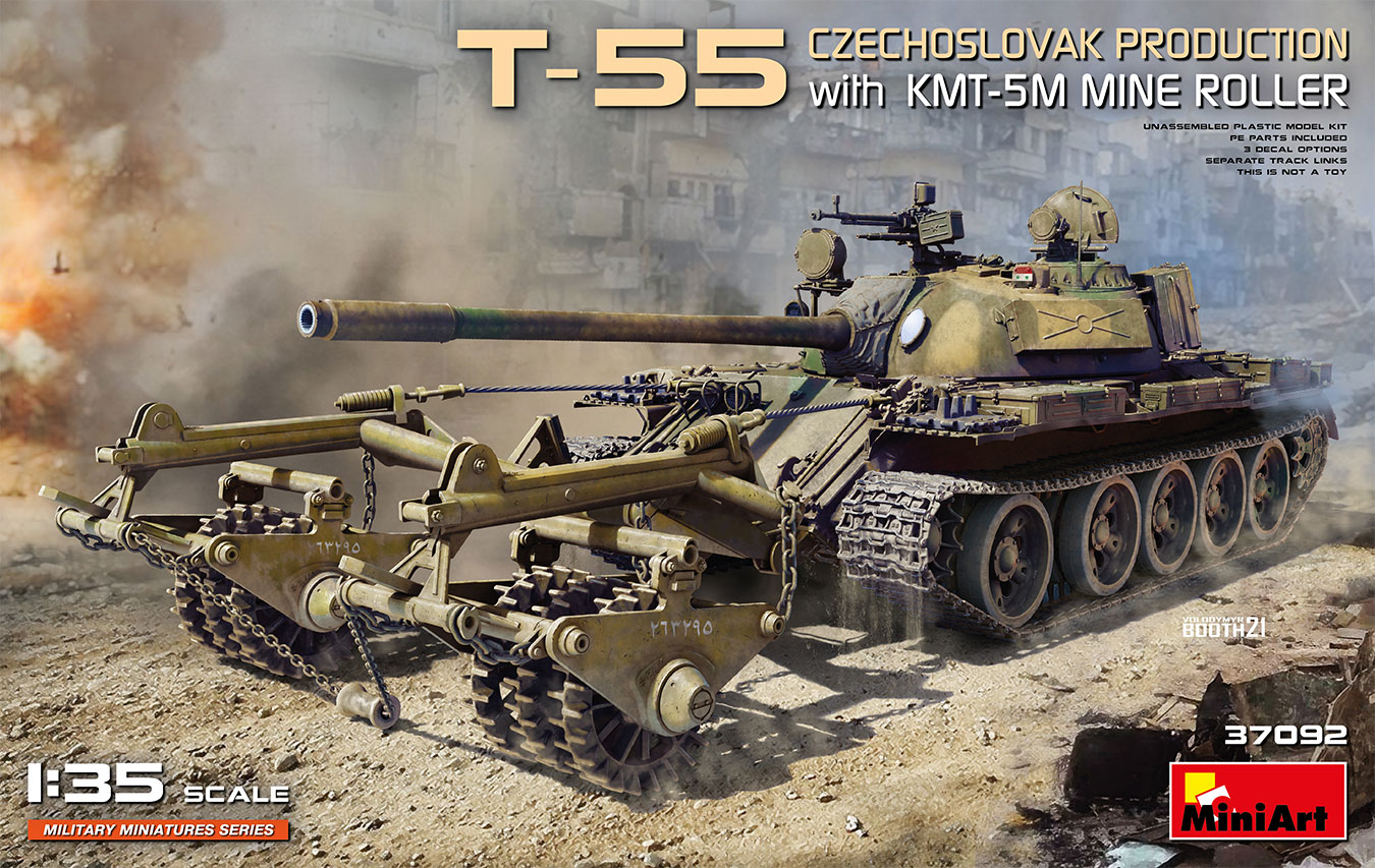 MI37092 T-55 CZECHOSLOVAK PRODUCTION with KMT-5M MINE ROLLER 1/35