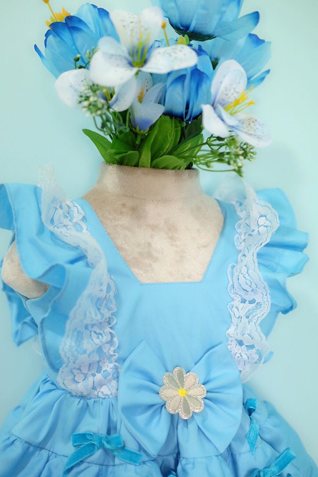 Ruffle skirt blue เด็กโต