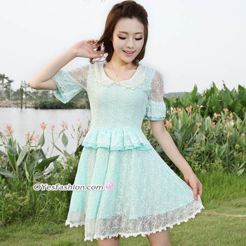 [พร้อมส่ง] ชุดเดรสออกงาน ชุดเดรสผ้าลูกไม้ อก 34"