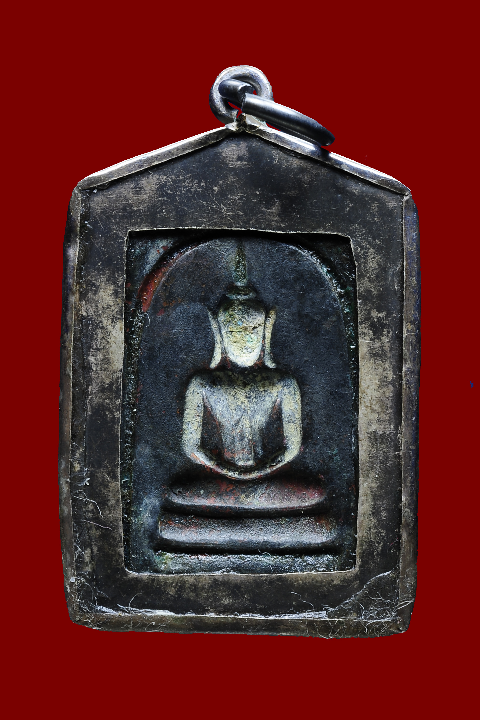 พระสมเด็จพิมพ์คะแนนหลังแบบ เนื้อโลหะผสมรมดำ วัดประสาทบุญญาวาส เขตดุสิต กรุงเทพฯ