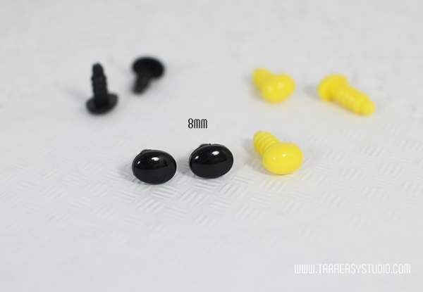 ลูกตาคิตตี้สีดำ ขนาด 8,10mm พร้อมจมูกสีเหลือง (พร้อมส่ง)
