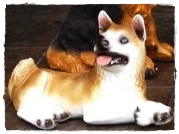 ตุ๊กตาสุนัข ปูนปั้น พันธุ์อาคิตะ (Akita) Size L