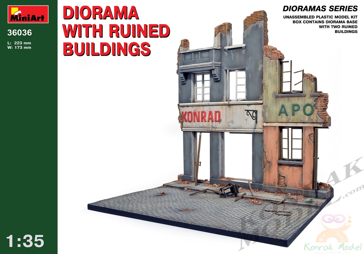 MI36036 DIORAMA WITH RUINED BUILDINGS 1/35