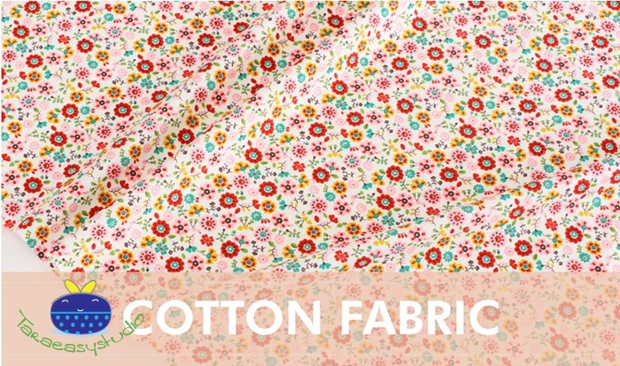 ผ้าคอตต้อนเกาหลี ลาย JUNI FLOWER IVORY ผ้าฝ้าย 100% ตัดขายขนาดผ้าเริ่ม 1/4 (45x56.5 cm)