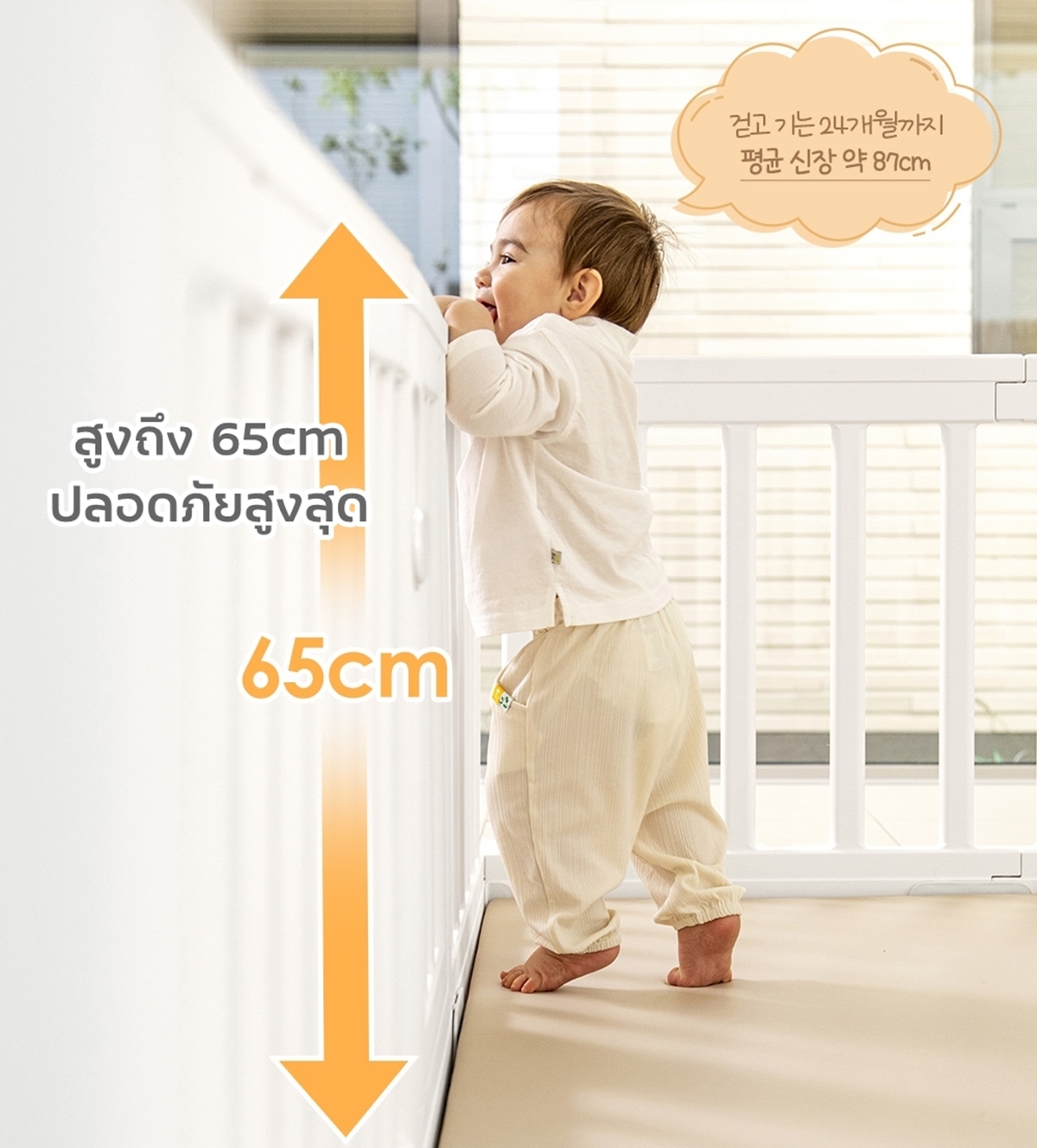 PARKLON New Baby Room คอกกั้นเด็กเกรดพรีเมี่ยม รุ่นใหม่ล่าสุด นำเข้าจากเกาหลี สี Cream White