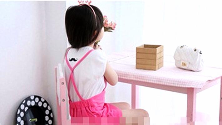 ชุดเด็กเกาหลีเสื้อยืดแขนสั้นแขนสั้น + สายรัดชุด